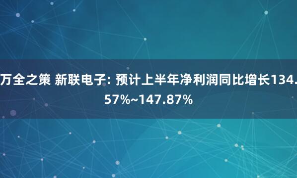 万全之策 新联电子: 预计上半年净利润同比增长134.57%~147.87%
